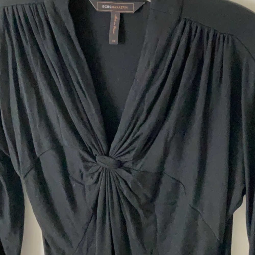 BCBGMaxAzria Black Plunge Bodycon Dress - Picture 2 of 6